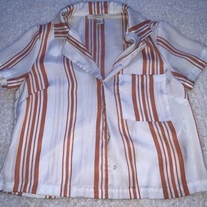 x small pink and white stripped collared shirt